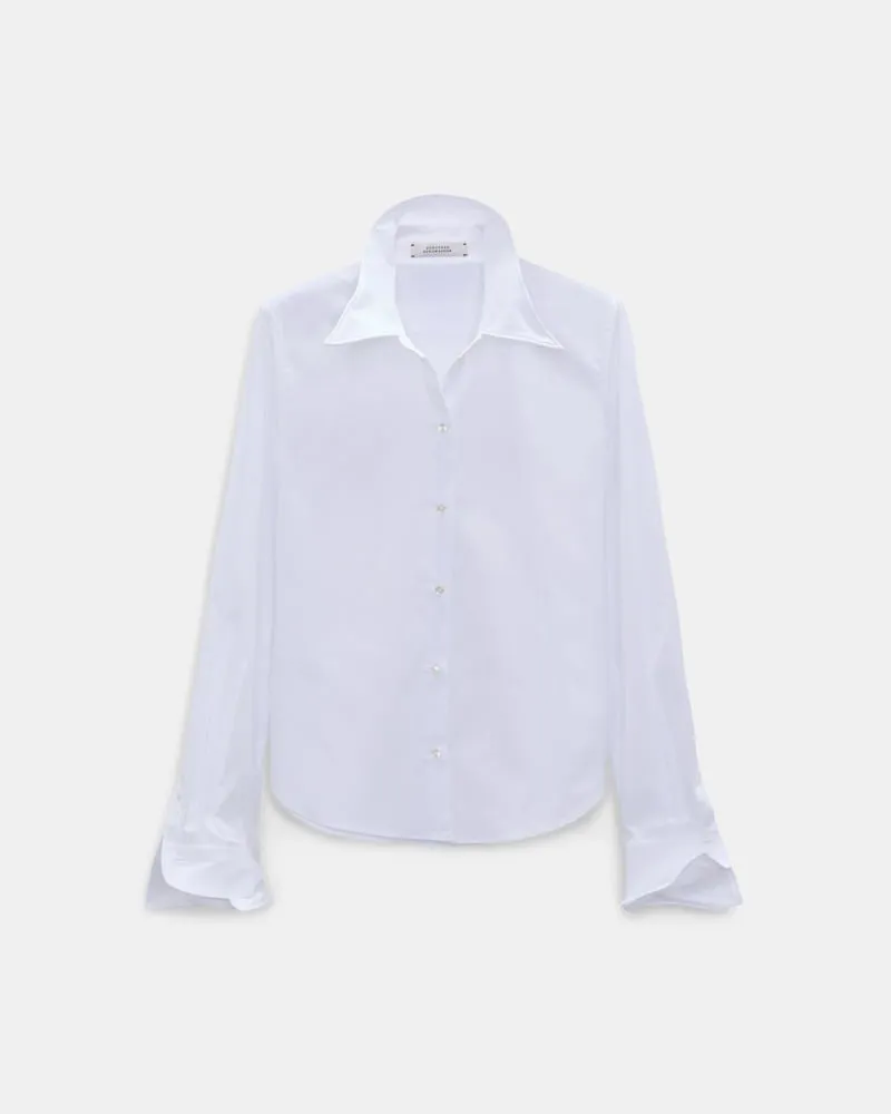 Dorothee Schumacher Cropped Bluse aus Stretch-Popeline Weiß