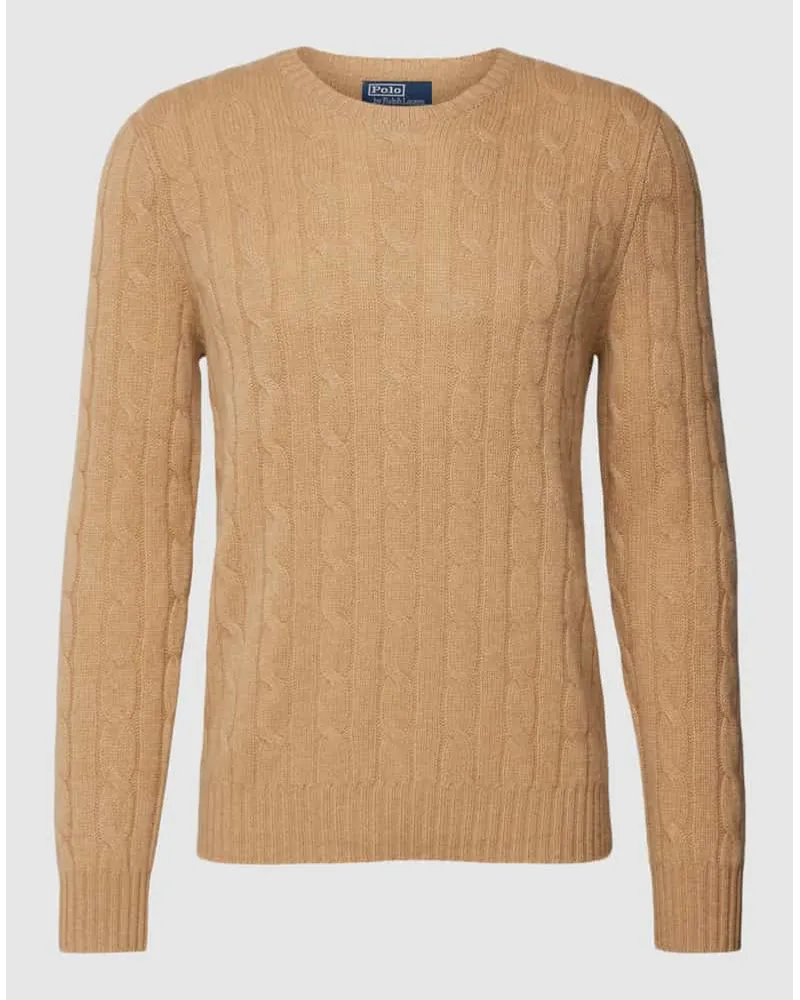 Ralph Lauren Kaschmirpullover mit Zopfmuster Camel