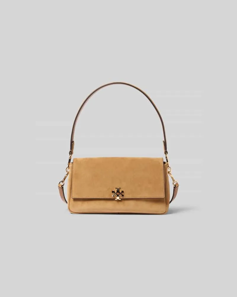 Tory Burch Shoulder Bag in Suede-Optik Hellbraun