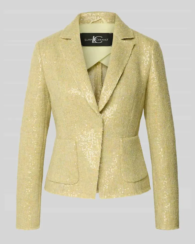 Luisa Cerano Slim Fit Blazer mit Pailletten Hellgelb