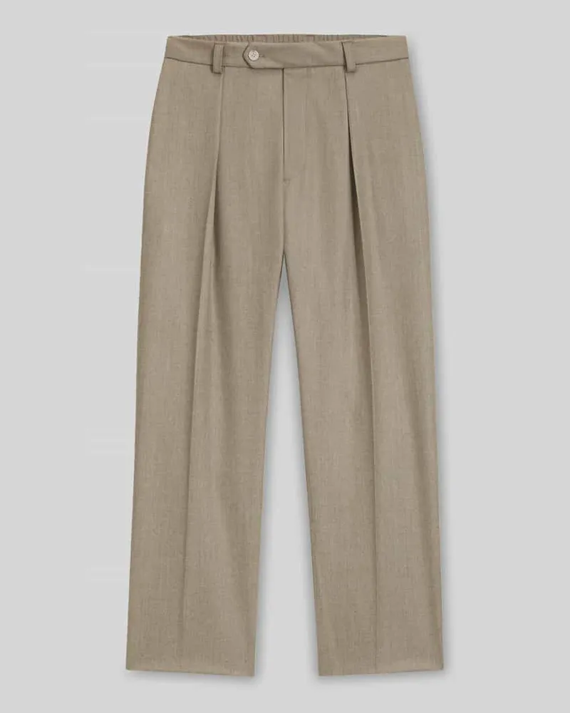 HUGO BOSS Relaxed Fit Bundfaltenhose aus reiner Schurwolle Modell 'TROUSERS-252_DB' - BECKHAM x Camel