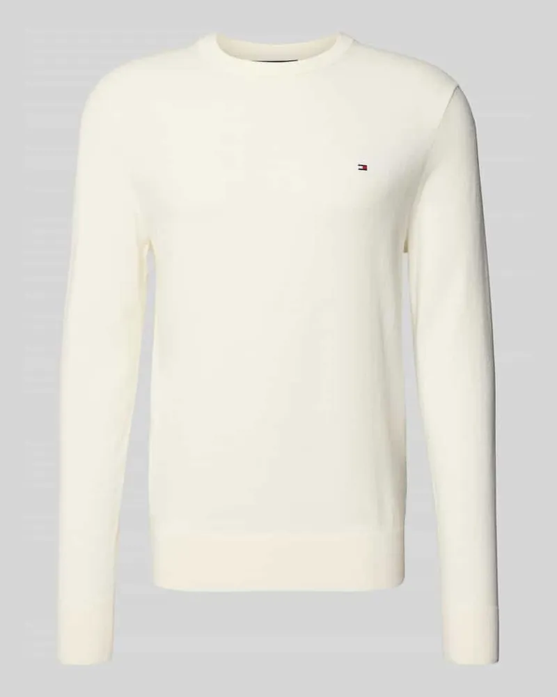 Tommy Hilfiger Regular Fit Strickpullover aus Baumwoll-Kaschmir-Mix Offwhite