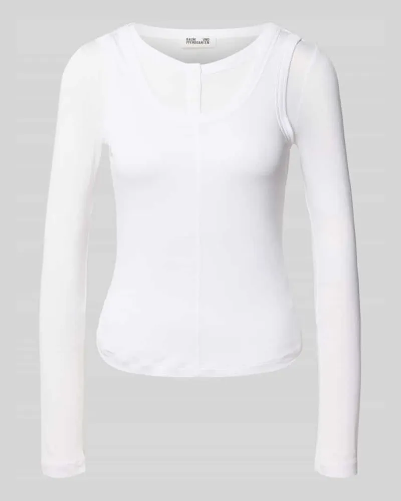 Baum und Pferdgarten Longsleeve aus Viskose-Mix Weiss