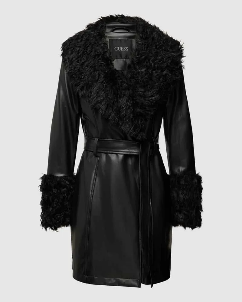 Guess Mantel mit Kunstfellbesatz Modell 'AURORA Black