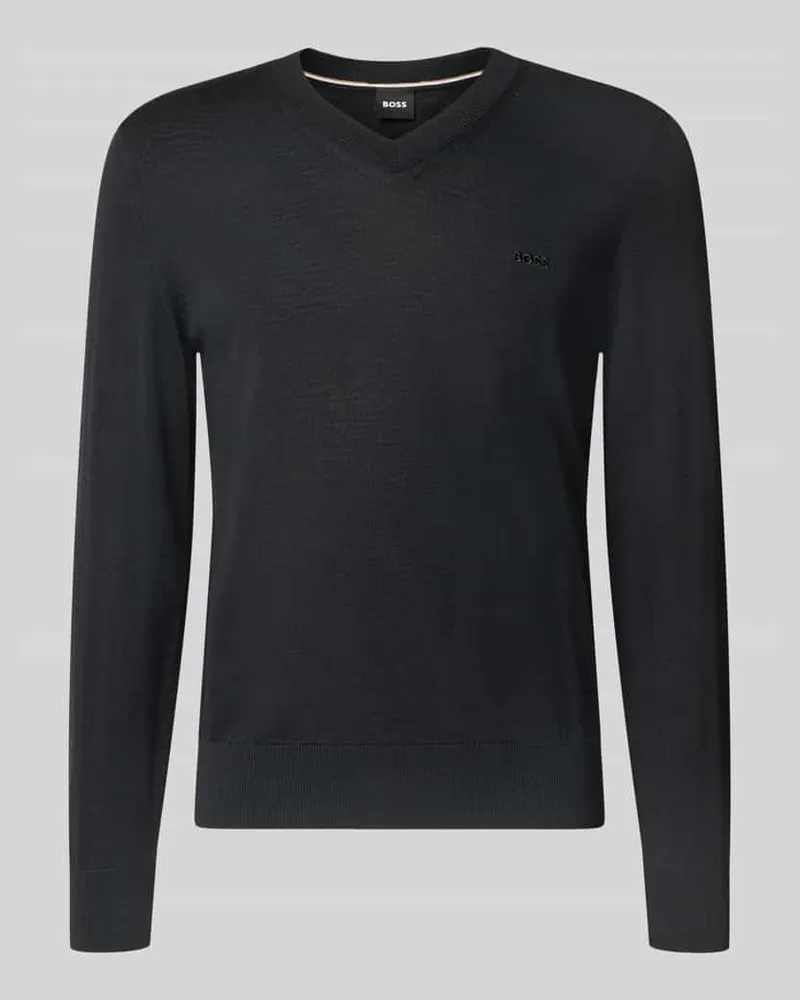 HUGO BOSS Regular Fit Pullover aus reiner Schurwolle Modell 'H-Melba-L Black