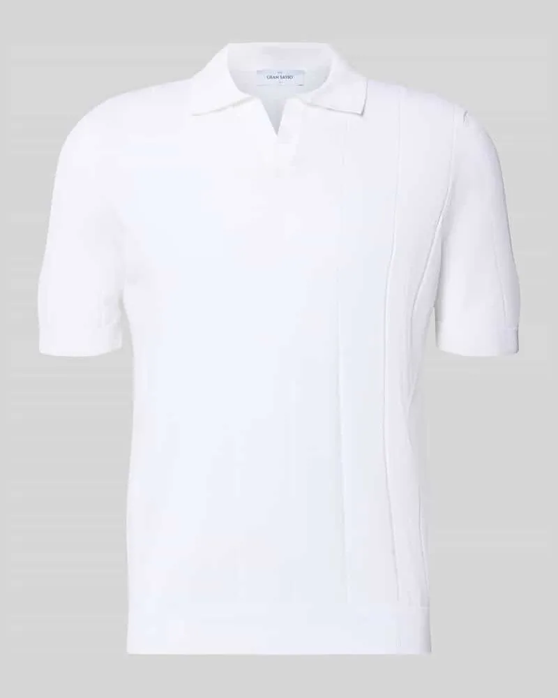 Gran Sasso Regular Fit Poloshirt mit breiter Rippe und V-Ausschnitt Offwhite