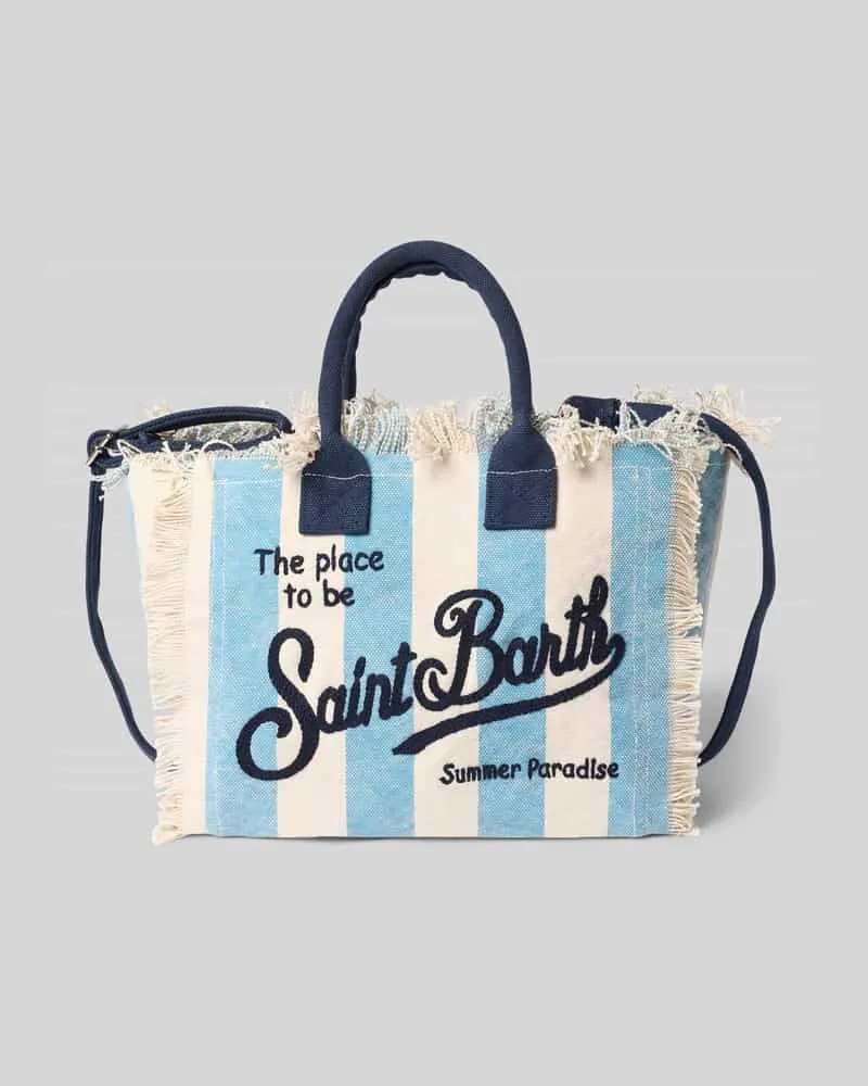 MC2 Saint Barth Handtasche mit Label-Print und Fransen Modell 'COLETTE Blau