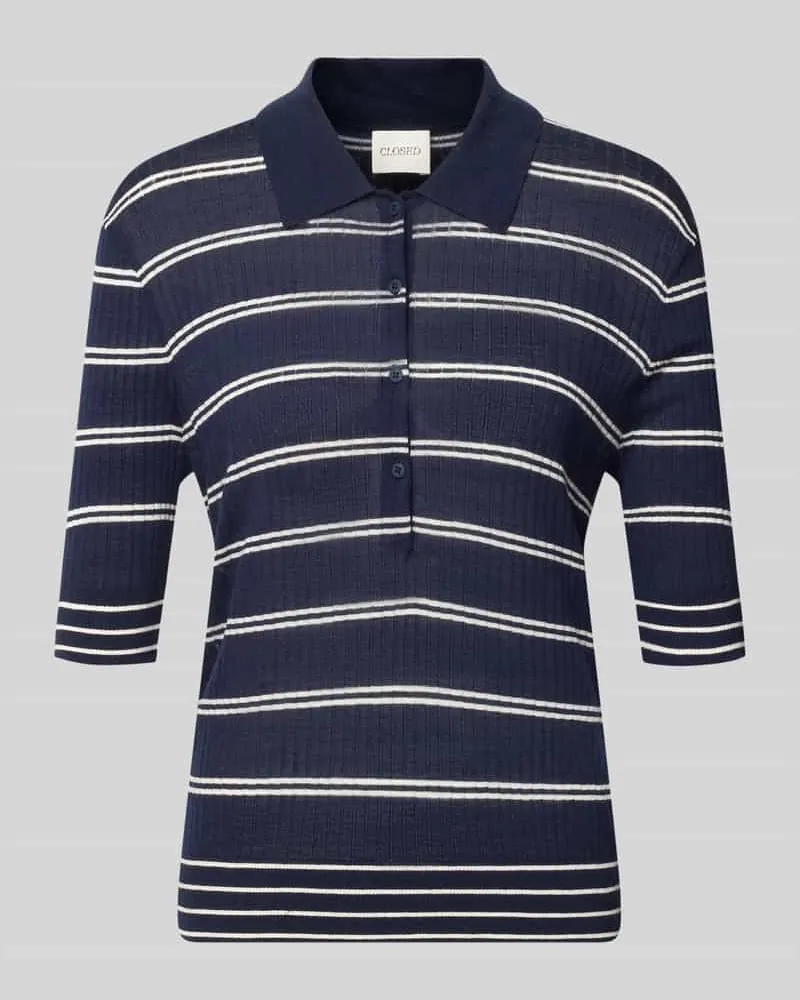 Closed Slim Fit Poloshirt aus reiner Wolle Marine