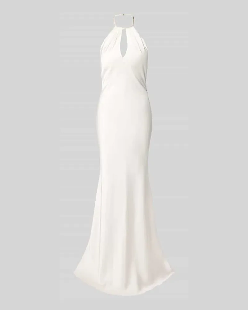 Mascara Abendkleid mit Ziersteinbesatz und Schlüsselloch-Ausschnitt Offwhite