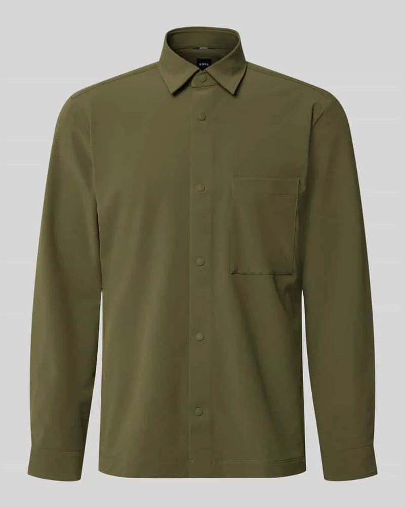 HUGO BOSS Relaxed Fit Freizeithemd mit Label-Patch Modell 'P-LEO-K-P-263 Oliv