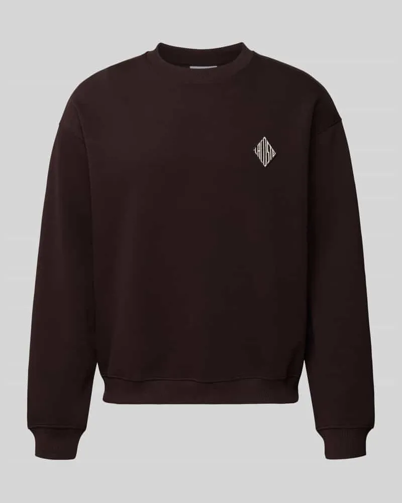 Lacoste Loose Fit Sweatshirt aus Baumwoll-Mix Schoko