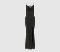 Abendkleid aus Netzstoff mit Ziersteinbesatz