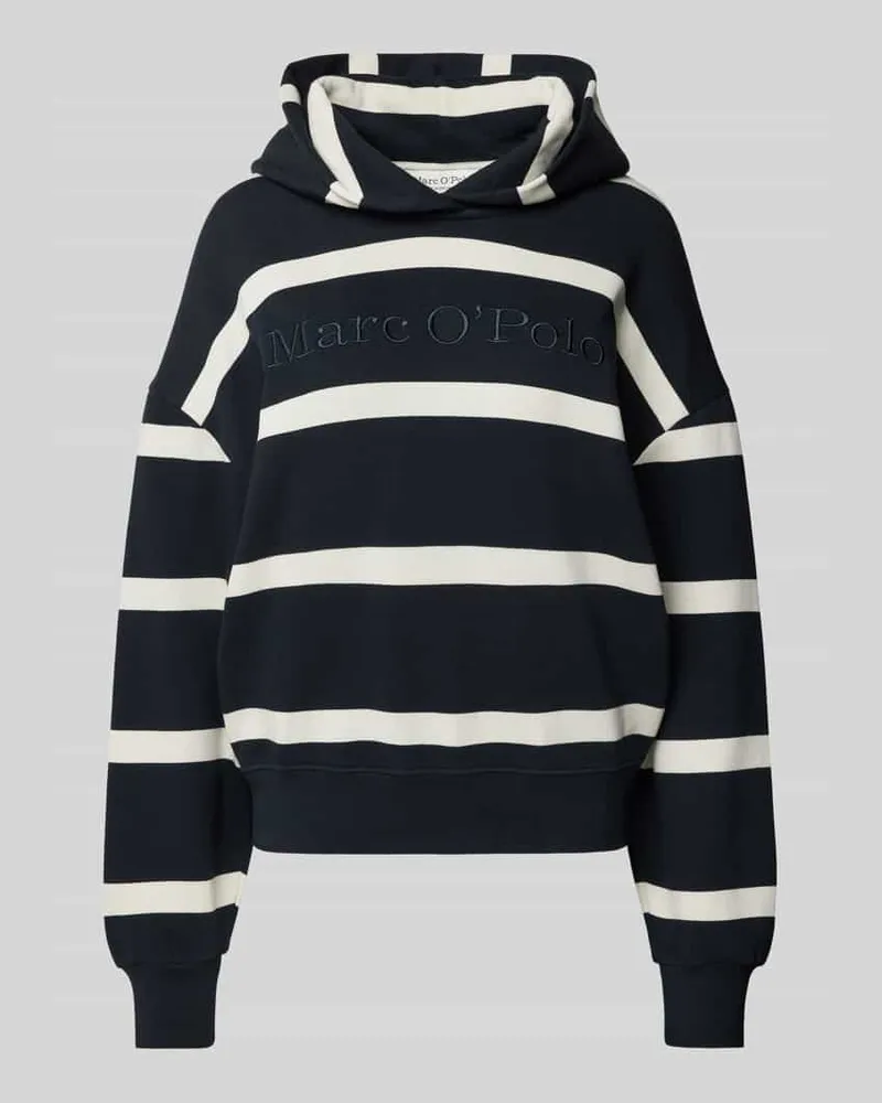 Marc O'Polo Relaxed Fit Hoodie aus reiner Baumwolle mit Streifenmuster Marine
