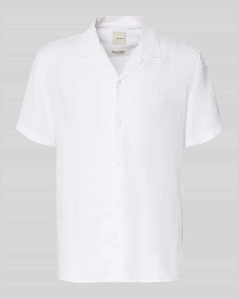 Calvin Klein Regular Fit Freizeithemd aus Leinen-Lyocell-Mix Weiss