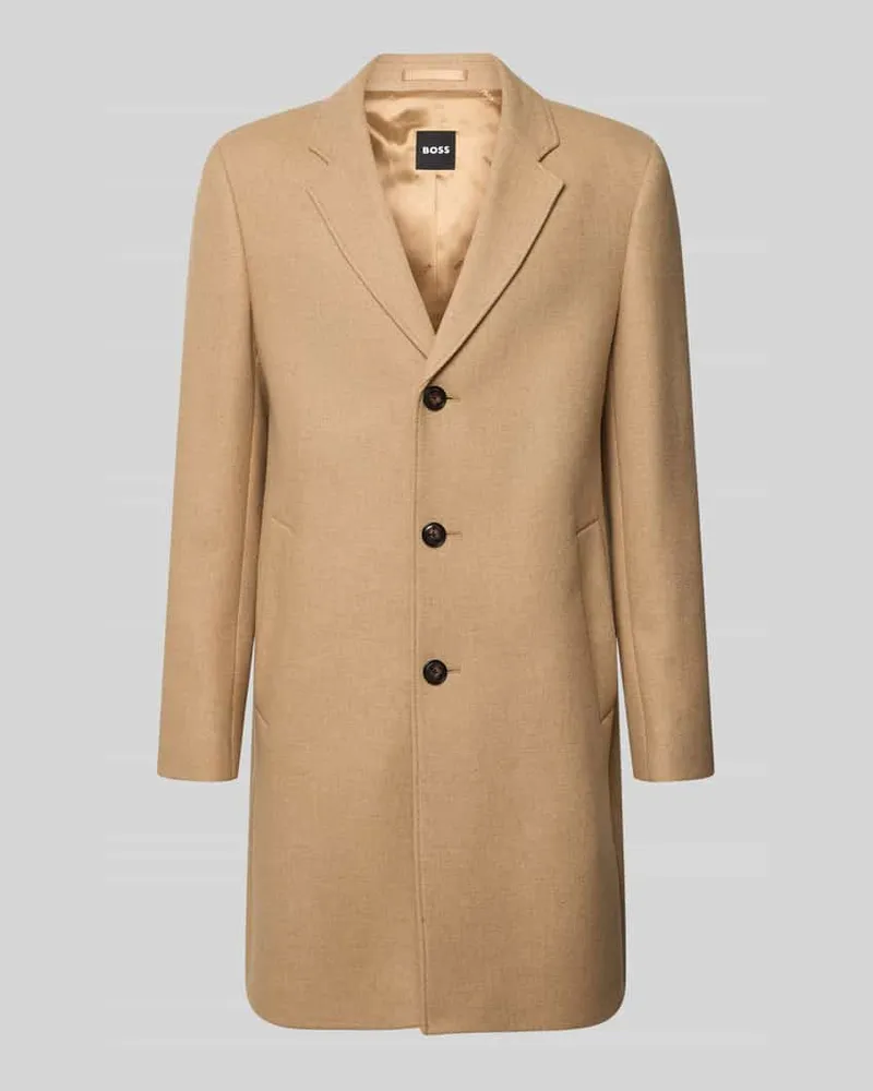 HUGO BOSS Mantel mit einreihiger Knopfleiste Beige