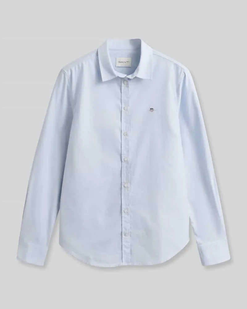 Gant Slim Fit Hemdbluse mit Logo-Stitching Hellblau