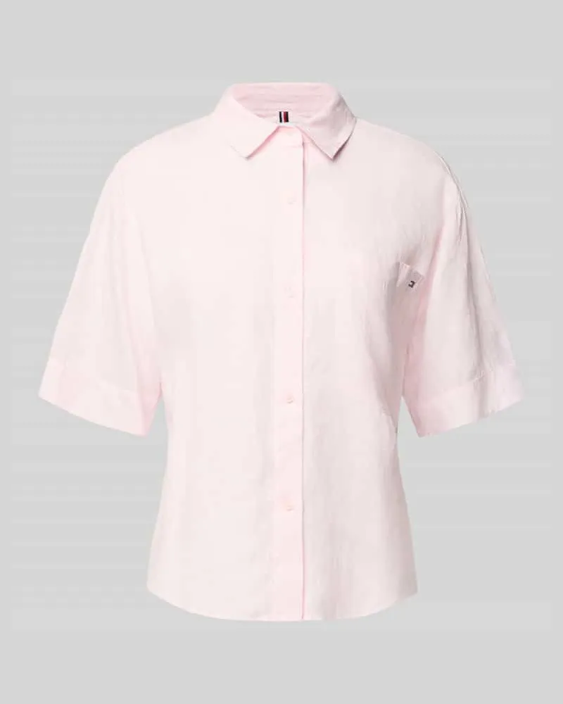 Tommy Hilfiger Relaxed Fit Hemdbluse aus reinem Leinen Rosa