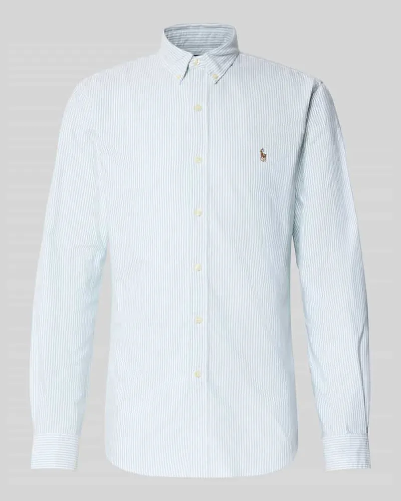Ralph Lauren Slim Fit Freizeithemd mit Button-Down-Kragen Hellgrau