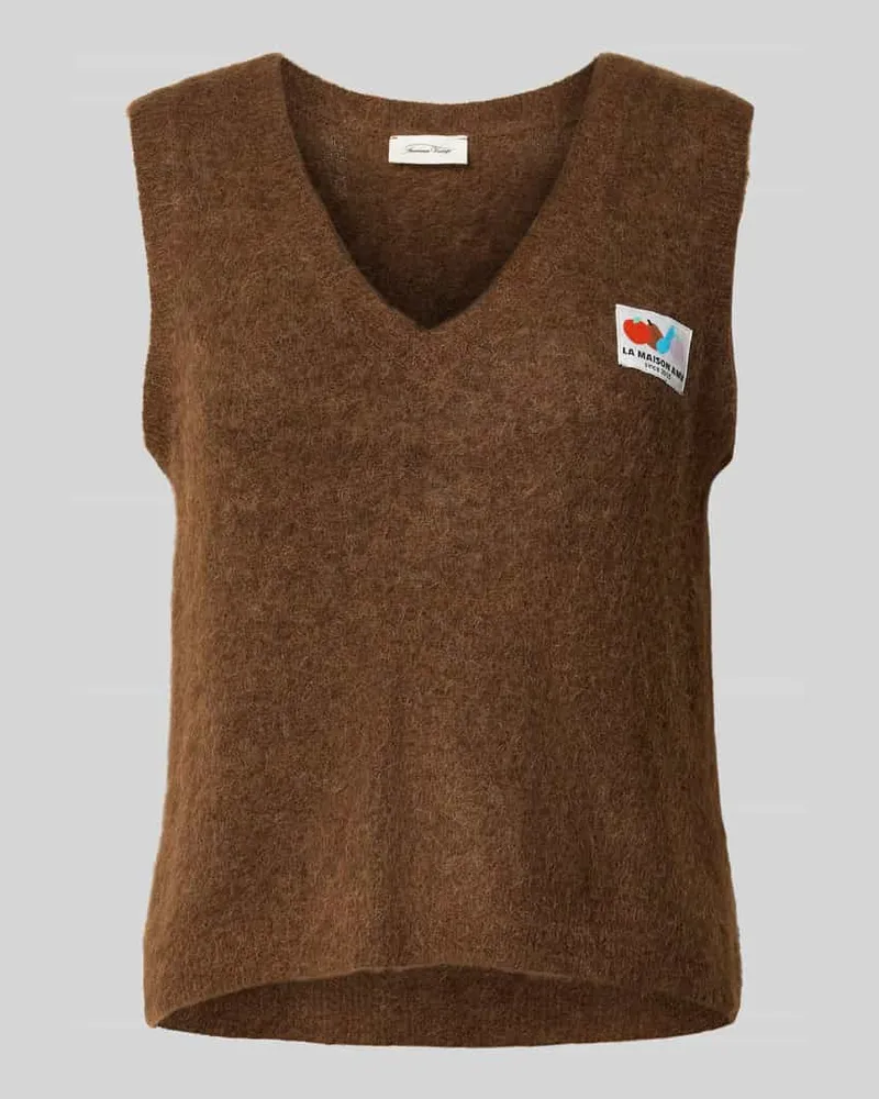 American Vintage Pullunder mit gerippten Abschlüssen Modell 'NENYBAY Mittelbraun