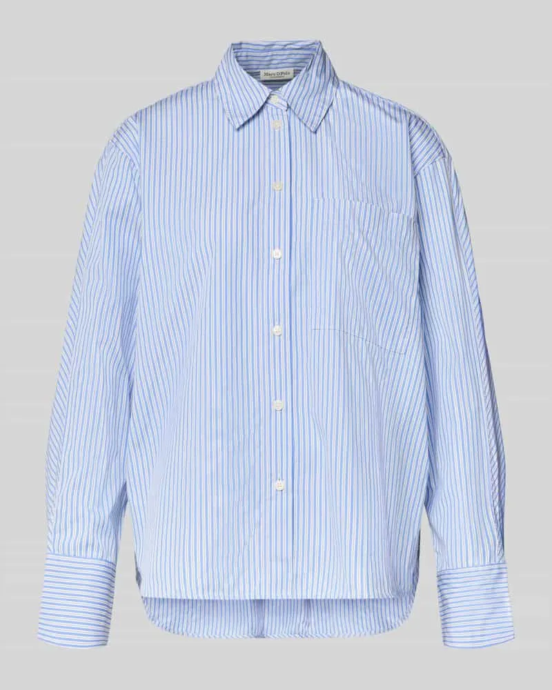 Marc O'Polo Regular Fit Hemdbluse aus reiner Baumwolle Hellblau