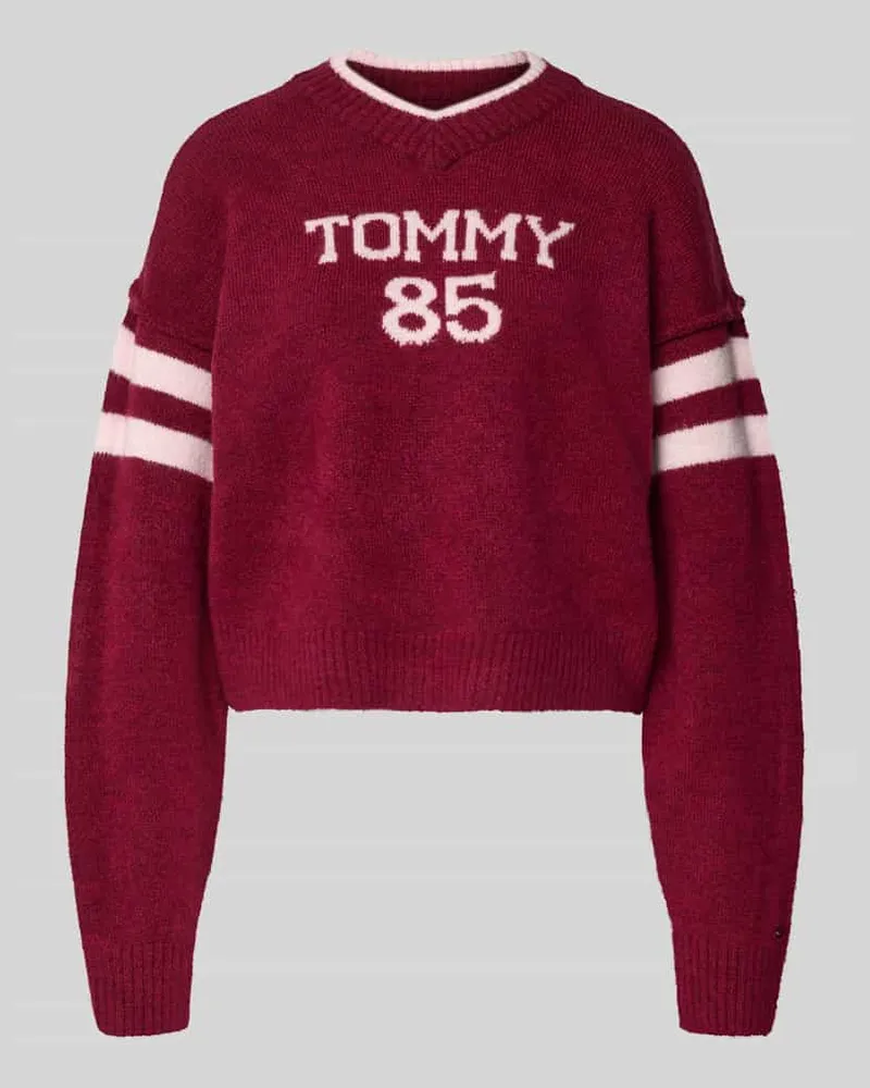 Tommy Hilfiger Oversized Strickpullover mit Woll-Anteil Bordeaux
