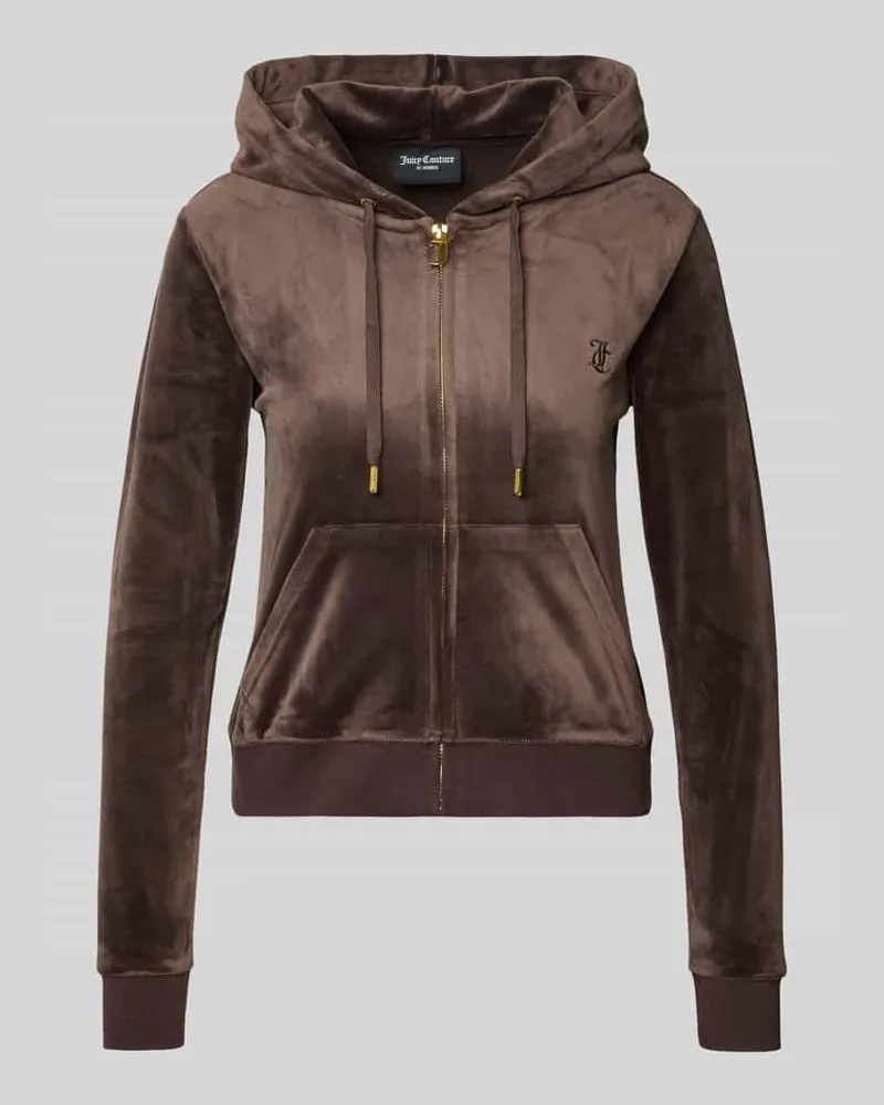 Juicy Couture Sweatjacke mit Logo-Stitching Modell 'ROBERTSON Dunkelbraun