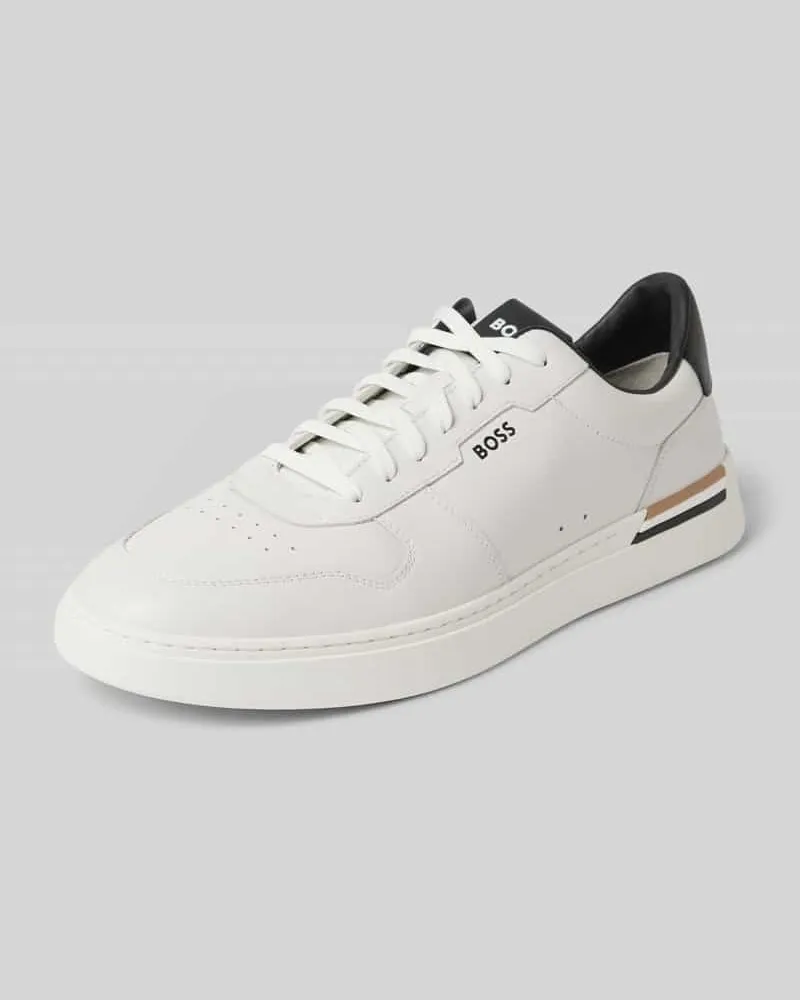 HUGO BOSS Ledersneaker mit Label-Print Modell 'Clint Weiss