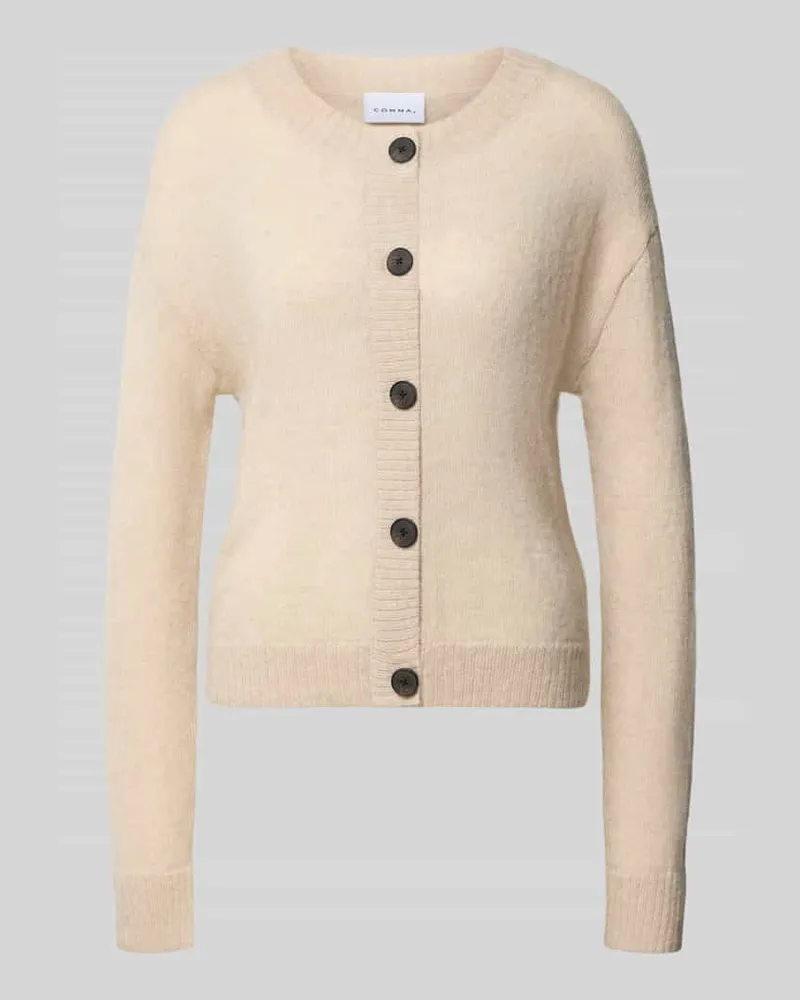 COMMA Strickjacke mit Woll-Anteil Sand