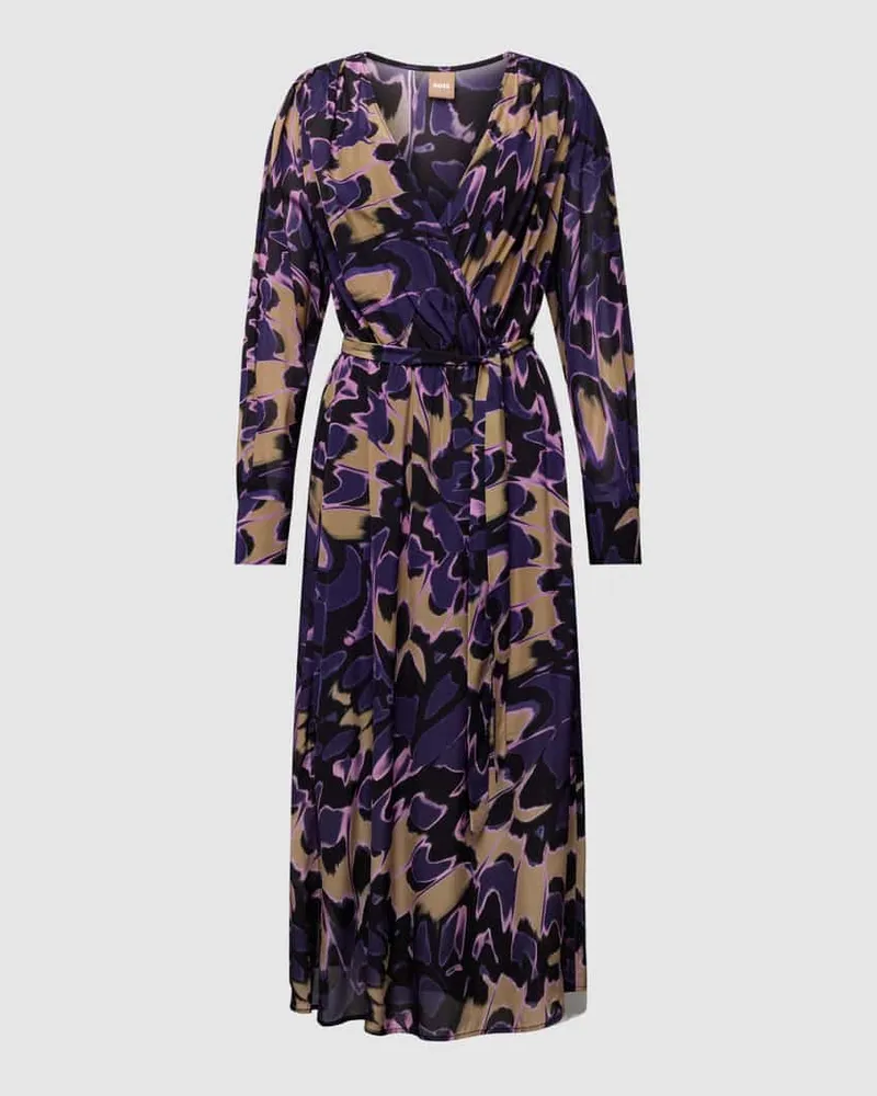 HUGO BOSS Kleid mit Allover-Muster Modell 'Demaia Pflaume