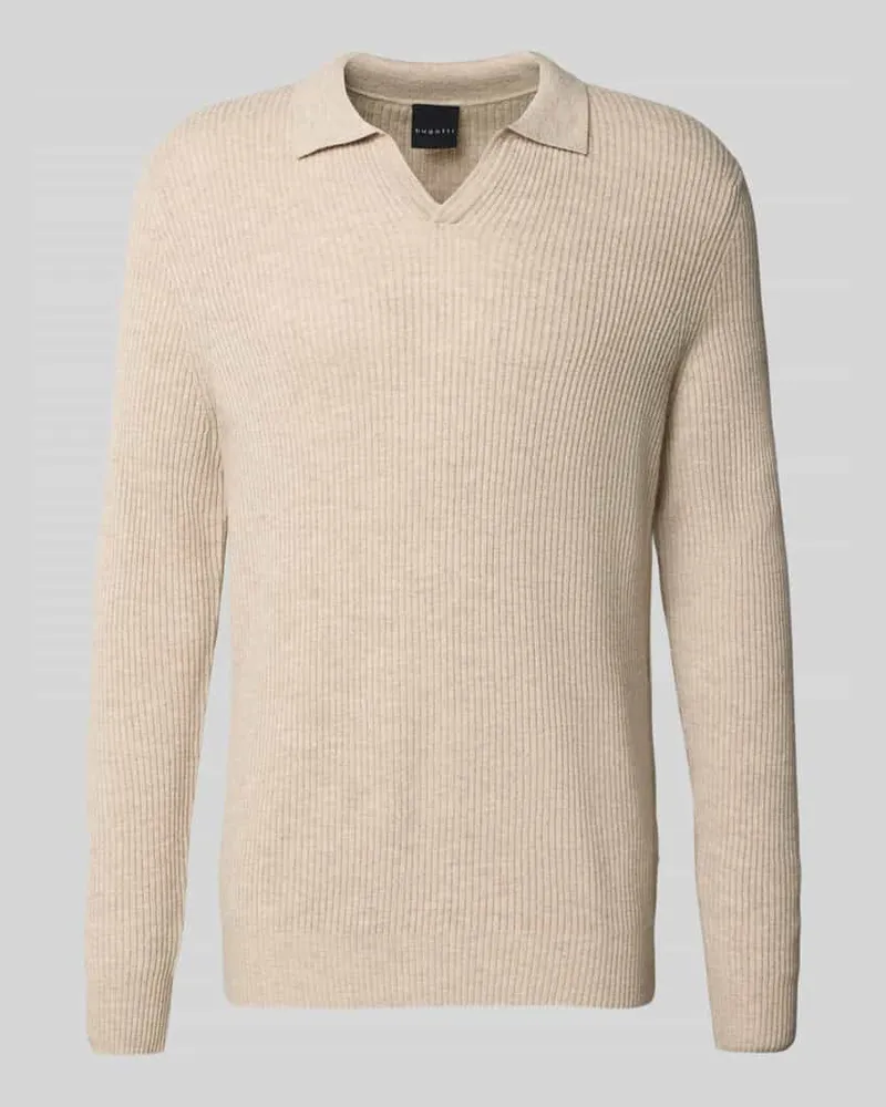 Bugatti Strickpullover mit Polokragen Sand