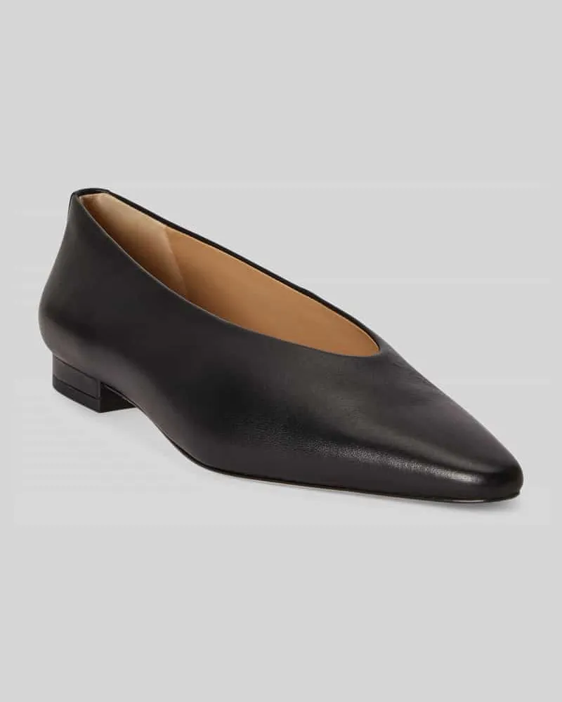 Ralph Lauren Ballerina aus echtem Rindsleder Black