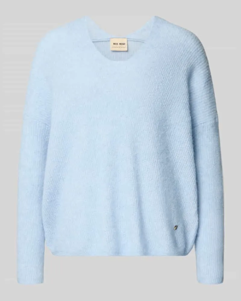 Mos Mosh Oversized Strickpullover mit gerippten Abschlüssen Modell 'THORA Hellblau