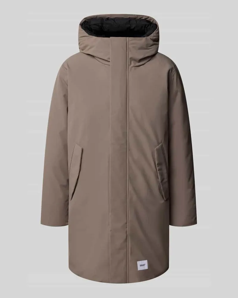 khujo Jacke mit Label-Patch und Kapuze Mittelgrau