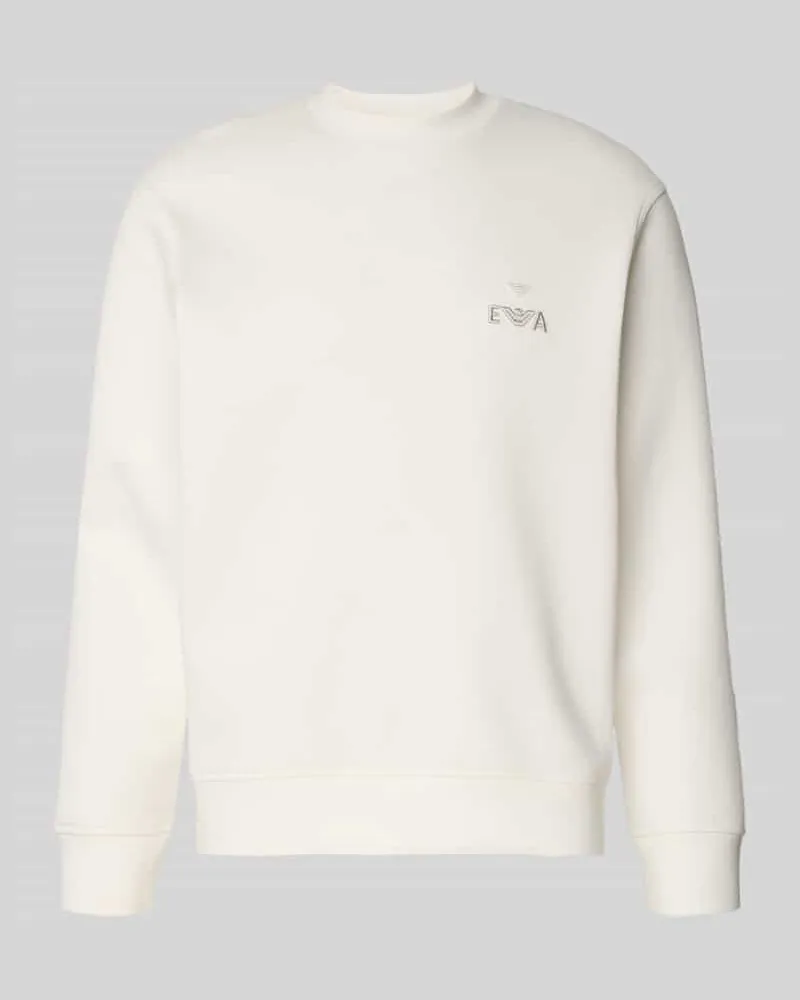 Emporio Armani Sweatshirt mit Label-Stitching Offwhite