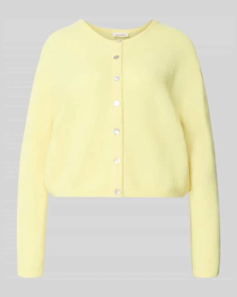 American Vintage Relaxed Fit Strickjacke aus Woll-Mix mit Leinen-Anteil Hellgelb