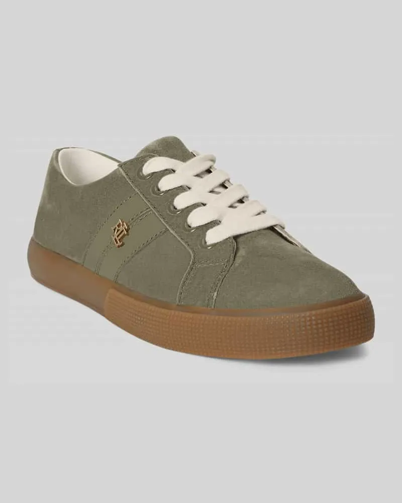 Ralph Lauren Sneaker aus echtem Veloursleder mit Logo-Detail Khaki