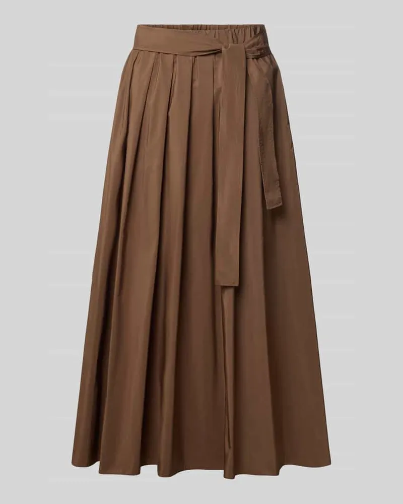 Max Mara Ausgestellter Midi-Rock mit Taillengürtel Dunkelbraun