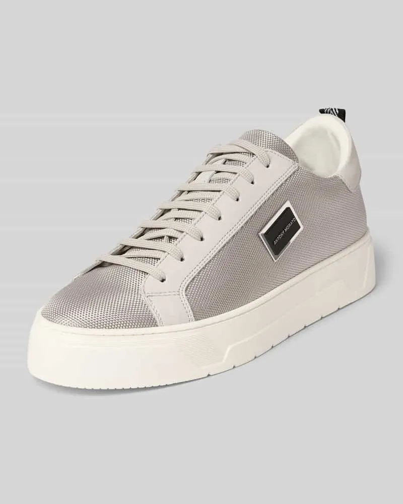 Antony Morato Ledersneaker mit Label-Applikation Hellgrau