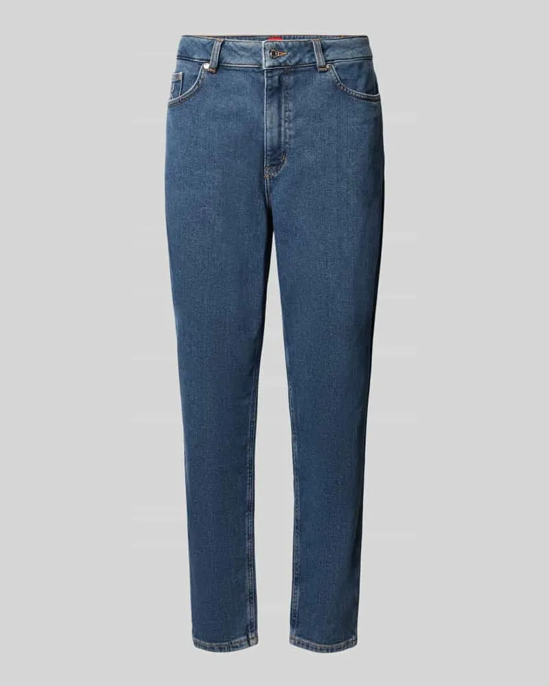 HUGO BOSS Regular Fit Mom Jeans mit High Waist Garlene Blau