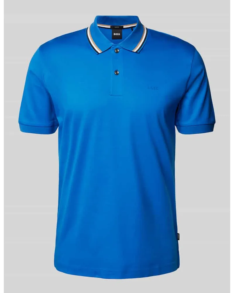 HUGO BOSS Slim Fit Poloshirt mit kurzer Knopfleiste Hellblau