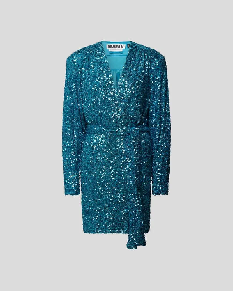 ROTATE Birger Christensen Minikleid mit Paillettenbesatz Tuerkis