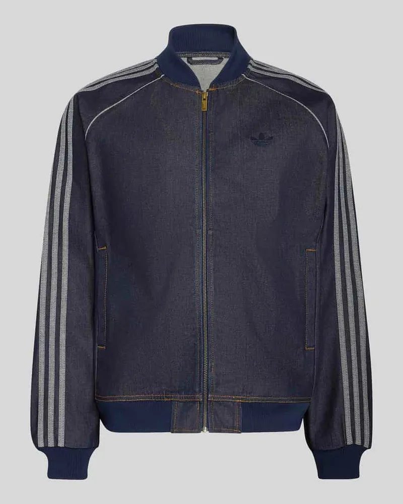 adidas Loose Fit Jeansjacke aus reiner Baumwolle mit Logo-Stitching Jeansblau