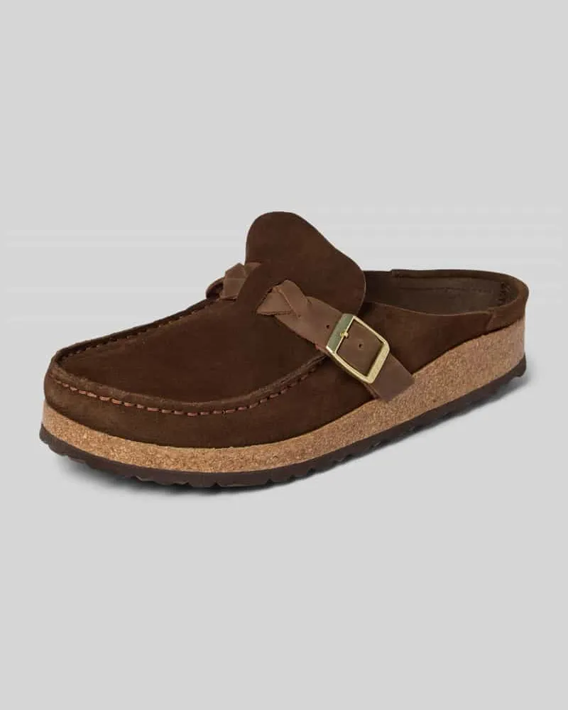 Birkenstock Hausschuhe aus echtem Veloursleder Modell 'Buckley Dunkelbraun