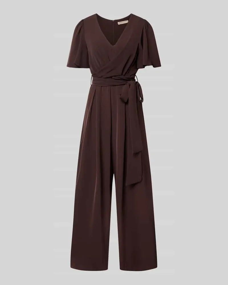 Rinascimento Jumpsuit mit Stoffgürtel Mittelbraun