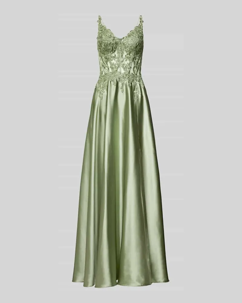 LUXUAR Abendkleid mit Spitzenbesatz Lind