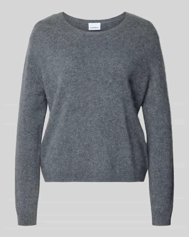 COMMA Strickpullover aus Wolle mit Rundhalsausschnitt Mittelgrau
