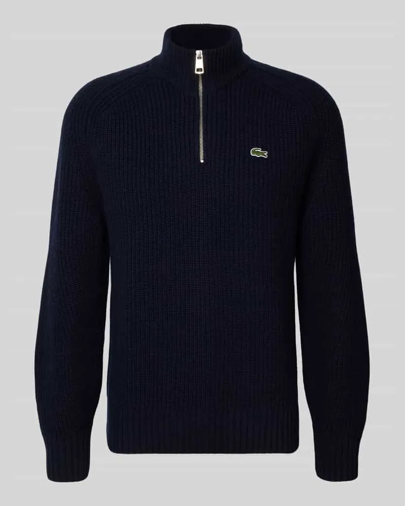 Lacoste Regular Fit Troyer aus reiner Wolle Marine