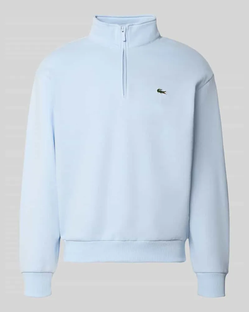 Lacoste Regular Fit Troyer aus Baumwoll-Mix Hellblau