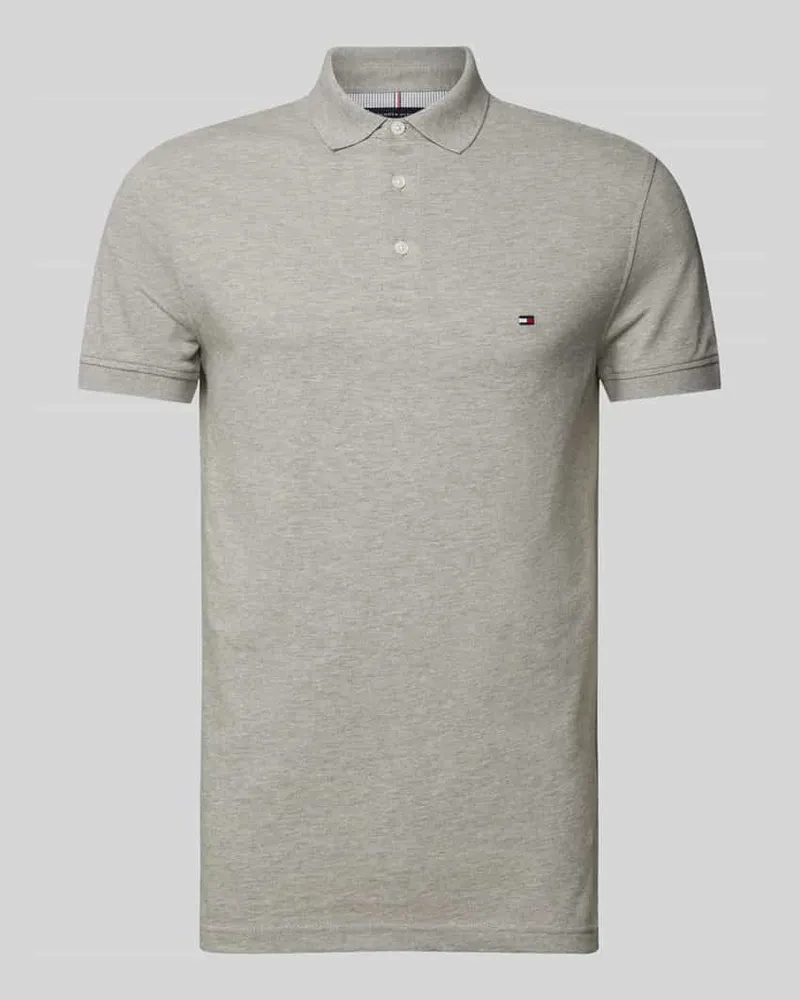 Tommy Hilfiger Slim Fit Poloshirt mit Label-Stitching Hellgrau