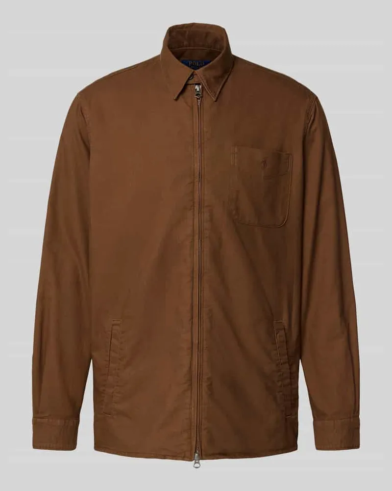 Ralph Lauren Slim Fit Hemdjacke mit Kentkragen Mittelbraun